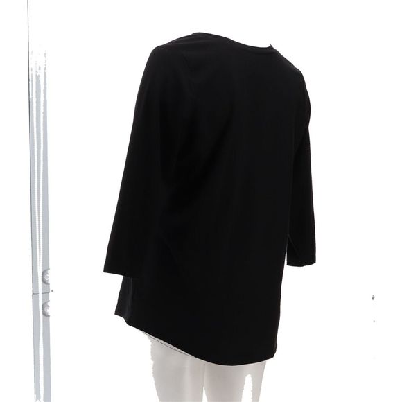 Susan Graver Weekend Comfy Cotton V-Neck Tunic Black A4677790 - Picture 4 of 9